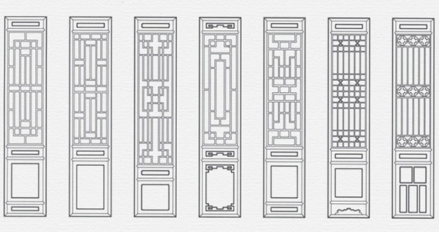 封丘常用中式仿古花窗图案隔断设计图